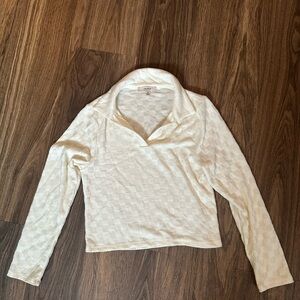 Atelier Cream Checkersd Long Sleeve Top